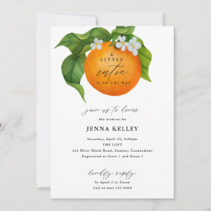 Invitation Un Petit Baby shower Orange Cutie