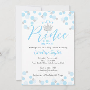 Invitation Un petit Baby shower Prince Parties scintillant bl