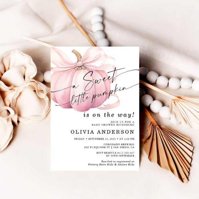 Invitation Un Petit Baby shower Rose Citrouille Doux (Créateur téléchargé)