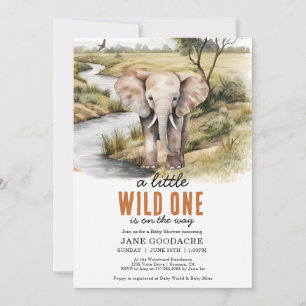 Invitation Un petit Baby shower sauvage Safari Elephant