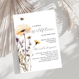 Invitation Un petit baby shower violet jaune fleur sauvage