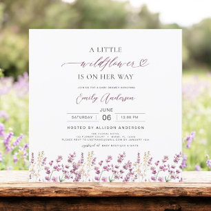 Invitation Un Petit Baby shower Violet Un Peu Fleur sauvage
