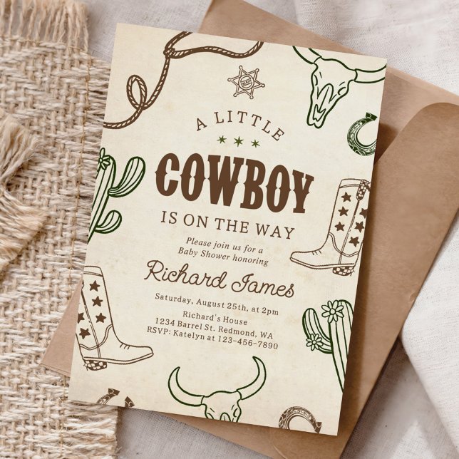Invitation Un petit Baby shower Western Boy Cowboy (Créateur téléchargé)