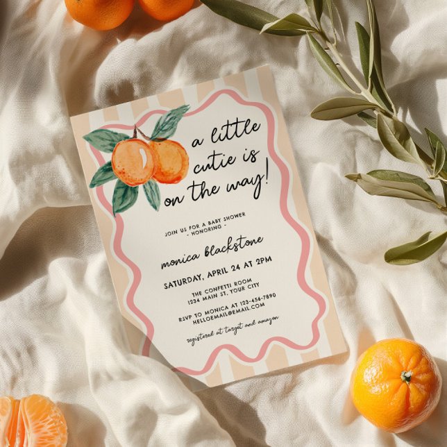 Invitation Un Petit Baby shower Whimsical Cutie Girls (A Little Cutie Girls Baby Shower Invite)