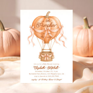 Invitation Un petit ballon citrouille à ruban rose pour Baby