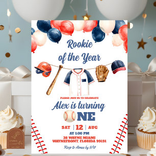 Invitation Un Petit Base-ball Slugger 1er Anniversaire