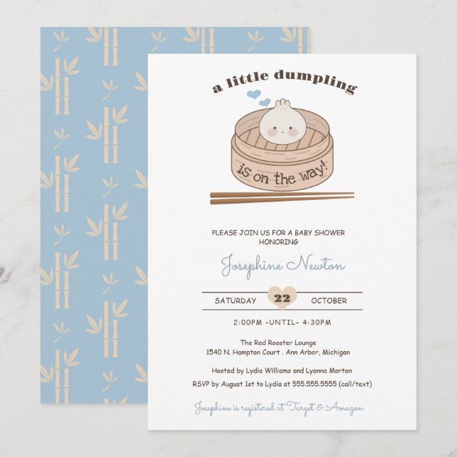 Invitation Un Petit Bébé Bao Boy Douche (Devant / Derrière)