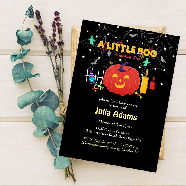 Invitation Un petit bébé boo Halloween shower  (Créateur téléchargé)