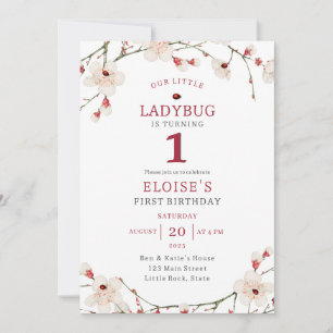 Invitation Un petit bébé de coccinelle premier anniversaire