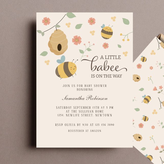 Invitation Un petit bébé est en route, baby shower d'abeilles (Invitation)