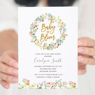 Invitation Un petit bébé Fleur sauvage dans le Baby shower en