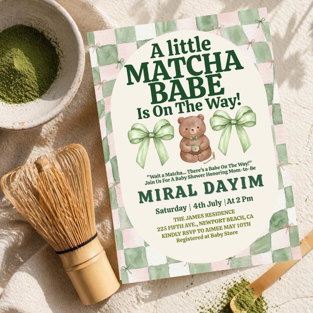 Invitation Un petit bébé matcha ours mignon douche de bébé ma (Créateur téléchargé)