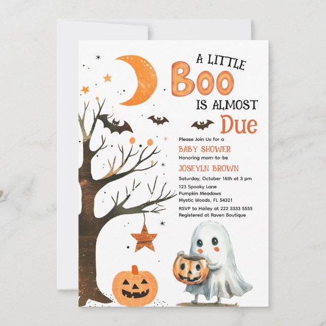 Invitation Un Petit Boo Aquarelle Halloween Baby shower migno (Devant)