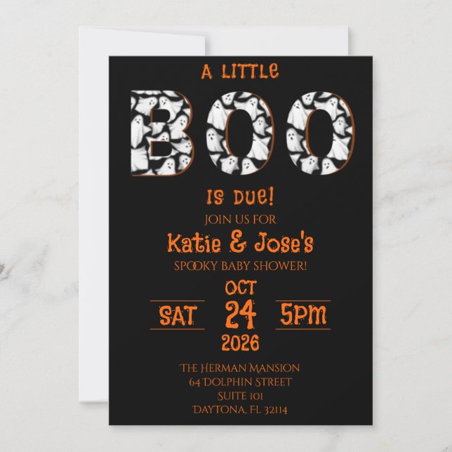 Invitation Un petit boo est dû à la baby shower fantôme d'Hal (Devant)