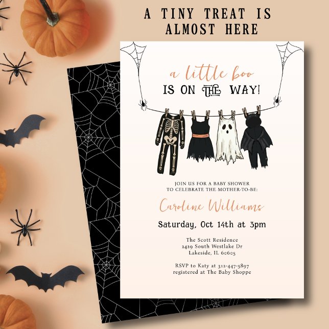 Invitation Un petit boo est en route Halloween Mignon (Perfect for fall and Halloween baby showers. Gender-neutral design.
)