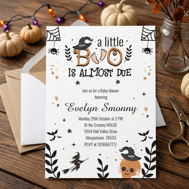 Invitation un petit boo est presque à terme shower de bébé Ha (a little boo is almost due halloween baby shower)