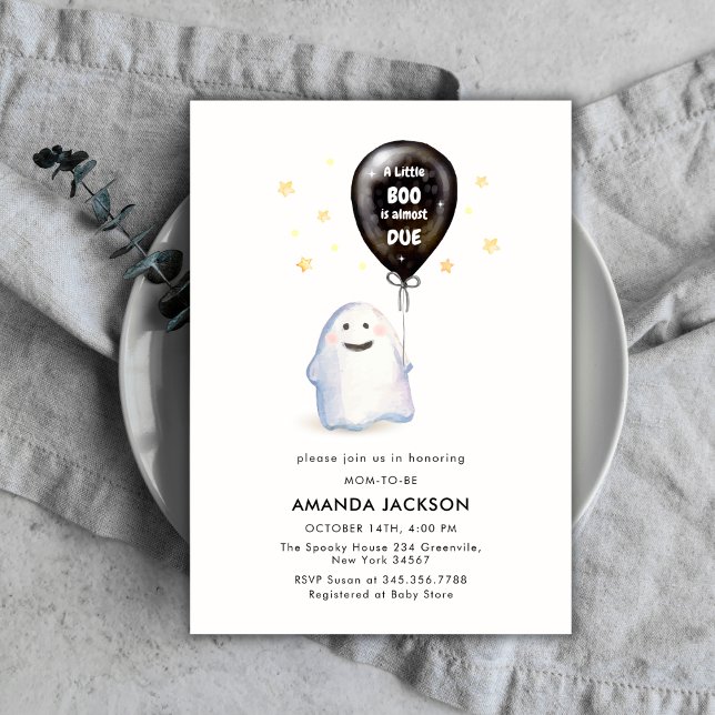 Invitation Un Petit Boo Est Presque Dû Baby shower Balloon (A Little Boo Is Almost Due Balloon Baby Shower Invitation)