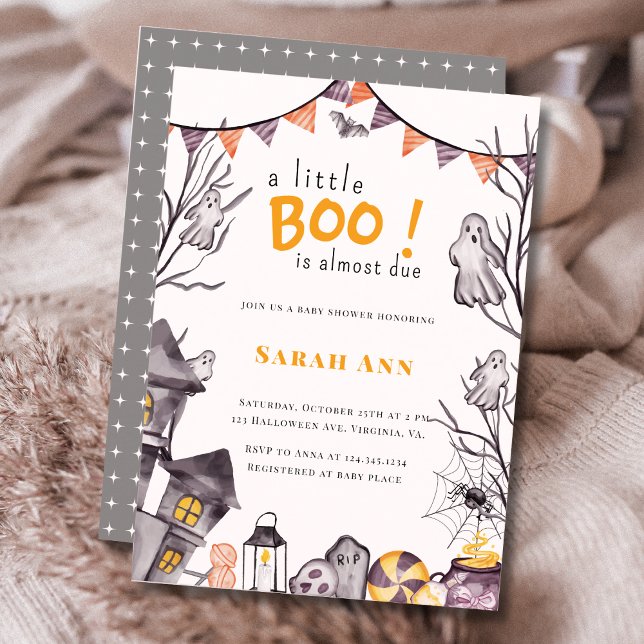 Invitation Un petit Boo est presque dû Baby shower fantôme (A little Boo is Almost Due Ghost Baby Shower Invitation)