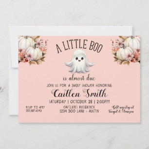Invitation Un Petit Boo Est Presque Dû Baby shower Rose Fantô