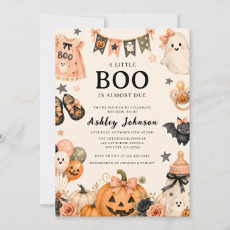 Invitation Un petit Boo est presque dû Rose Halloween Baby Sh