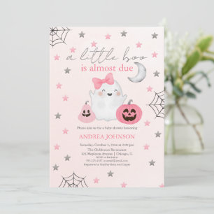 Invitation Un Petit Boo Est Presque Pink Girl Baby shower