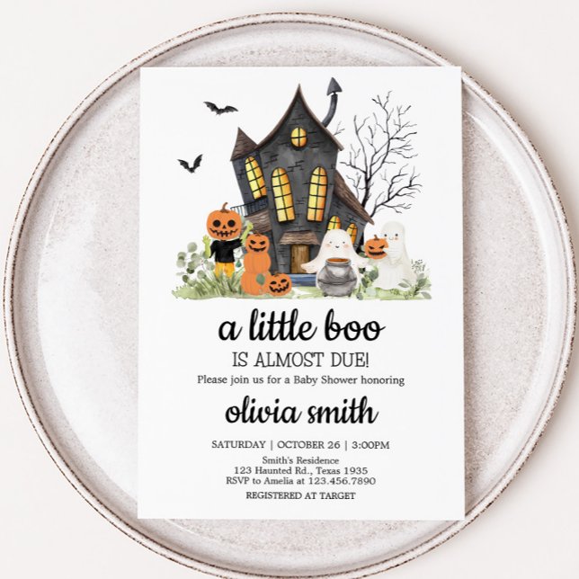 Invitation Un Petit Boo Hantait Le Baby shower Halloween (A Little Boo Halloween Baby Shower Invitation)