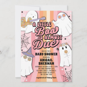 Invitation Un Petit Boo Rose Retro Halloween Baby shower fill