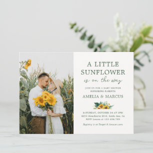Invitation Un petit bouquet bohème de tournesol pour une baby