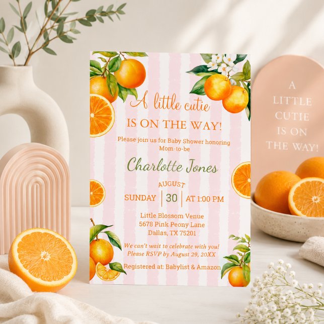 Invitation Un Petit Bout De Chou Est En Route Citron Bany Sho (A little cutie is on the way Orange Citrus baby shower invitation)