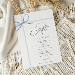 Invitation Un petit cadeau Bow Ribbon Baby shower garçon