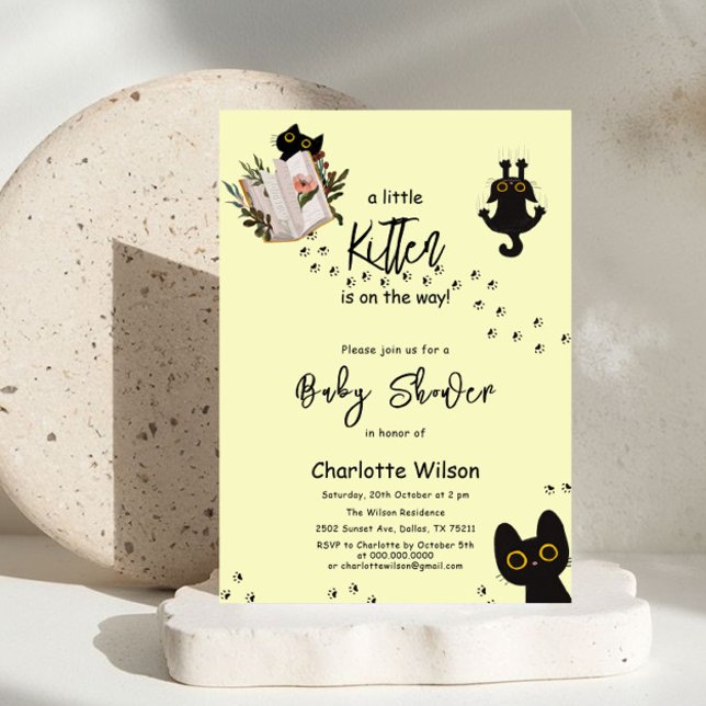 Invitation Un petit chaton est en route Fête de bébé pour un  (Créateur téléchargé)