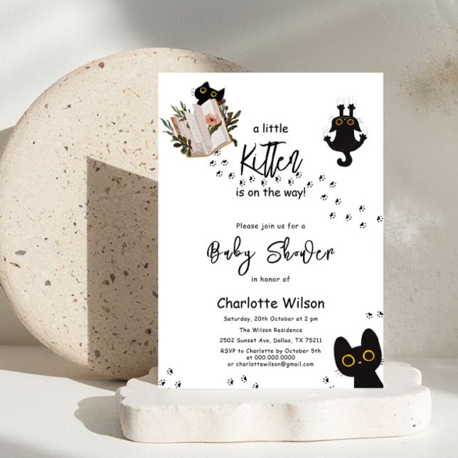 Invitation Un petit chaton est en route Fête de naissance de  (Créateur téléchargé)