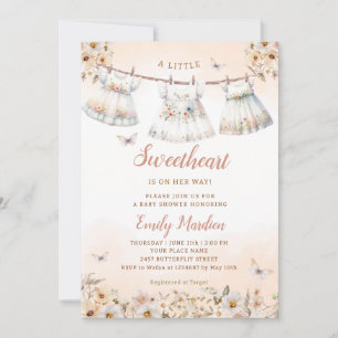 Invitation Un petit chéri Boho Vêtements Baby shower fille