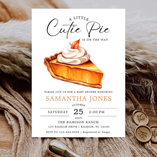Invitation Un petit Citrouille à tarte à la coupe Baby shower (Créateur téléchargé)