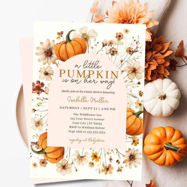 Invitation Un Petit Citrouille Automne Automne Automne Baby s (fall pumpkin baby shower invite)