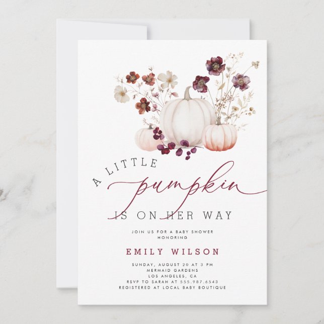 Invitation Un petit Citrouille Automne Baby shower neutre de  (Devant)