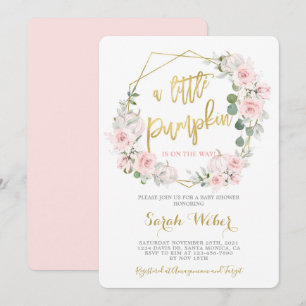 Invitation Un petit citrouille Automne rose baby shower fille
