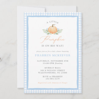 Invitation Un Petit Citrouille | Baby shower d'automne Invita