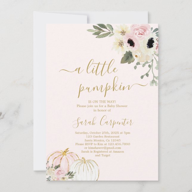 Invitation Un petit citrouille Boho Baby shower Girl Invitati (Devant)