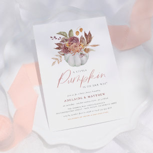 Invitation Un Petit Citrouille Boho Floral Automne Baby Girl