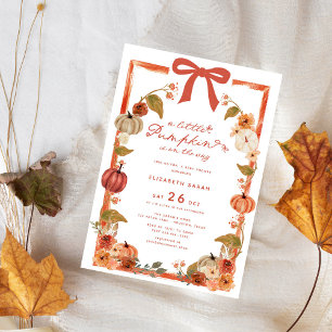 Invitation Un Petit Citrouille Chute Floral Bow Baby shower
