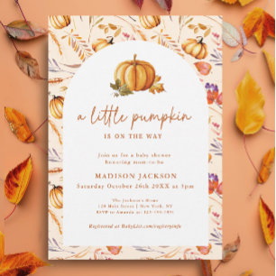 Invitation Un Petit Citrouille Élégant Automne Floral