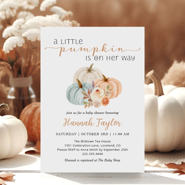 Invitation Un Petit Citrouille En Chemin Baby shower D'Automn (Créateur téléchargé)