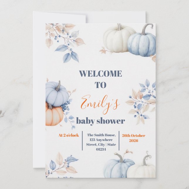 Invitation Un petit citrouille est en route (Devant)