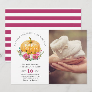 Invitation Un petit Citrouille est en route Baby shower
