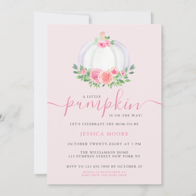 Invitation Un Petit Citrouille Est En Route Baby shower Citro (Devant)