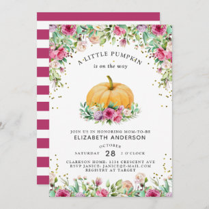Invitation Un Petit Citrouille Est En Route Girly Floral Invi