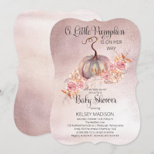 Invitation Un Petit Citrouille Fleurit Baby shower Rose