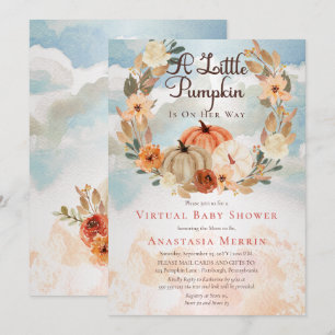 Invitation Un Petit Citrouille   Floral Girl Baby shower virt