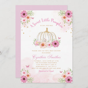 Invitation Un Petit Citrouille Mignonne Chute Floral Girl Bab
